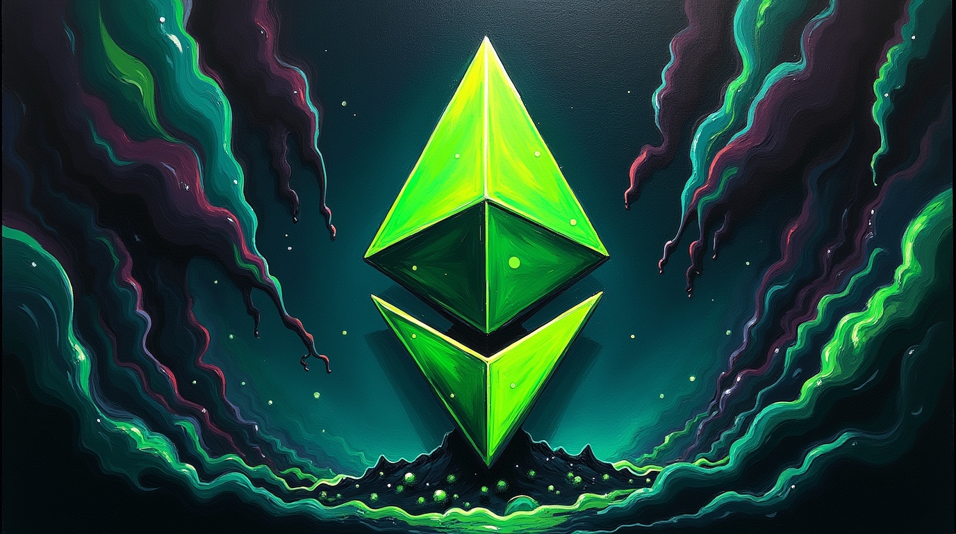 A digital representation of Ethereum with U.S. Treasury notes, symbolizing Fidelity’s tokenized money market fund.