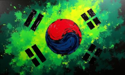A digital illustration of cryptocurrency trading in South Korea, symbolizing its growing investor base.