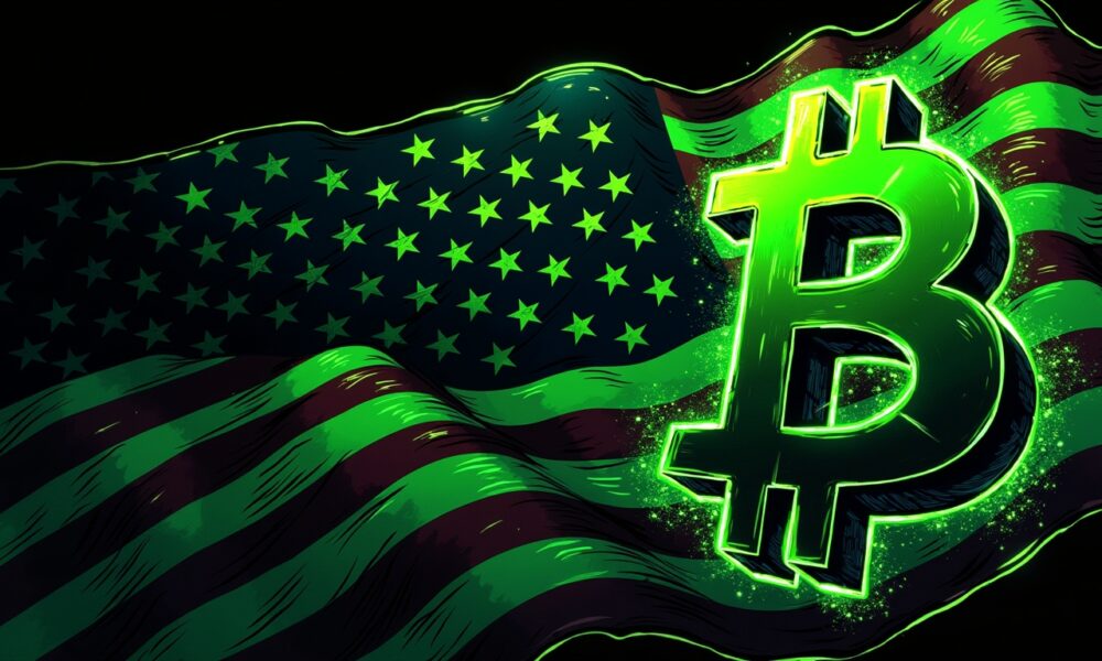 Bitcoin price chart showing volatility with Trump’s Bitcoin Reserve announcement in the background.