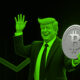 Bitcoin coin with upward trend graph indicating price increase.​