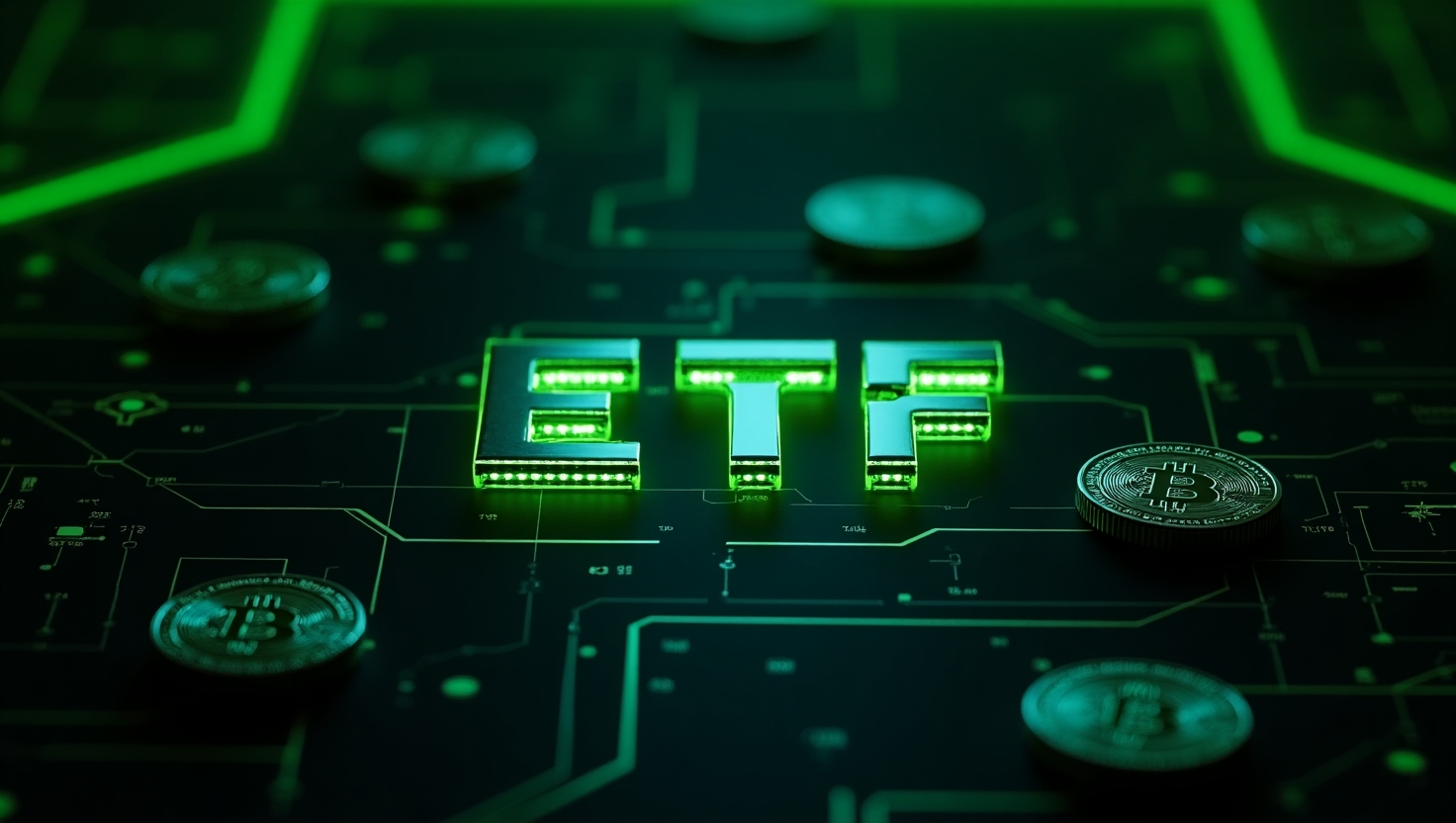Grayscale and SEC logos overlayed on a crypto ETF chart illustration