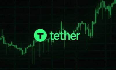 Tether logo with financial charts showing $4.9B profit and $4B U.S. investments