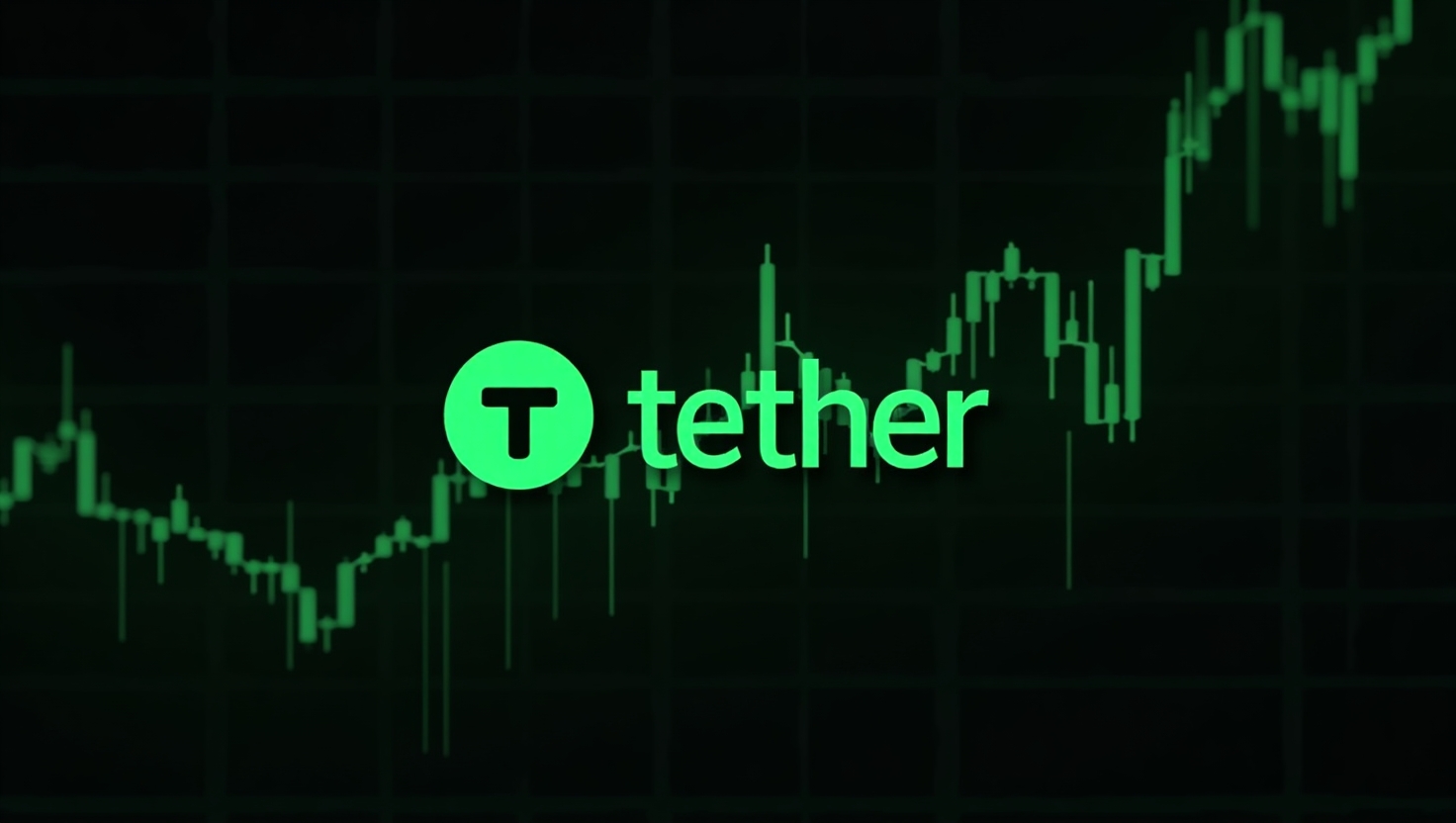 Tether logo with financial charts showing $4.9B profit and $4B U.S. investments